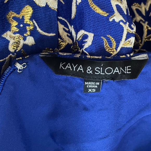 RARE KARA & SLOANE for NORDSTROM - DEEP V NECK & BACK, BACK ZIP, XS, BLUE/GOLD - Picture 10 of 17